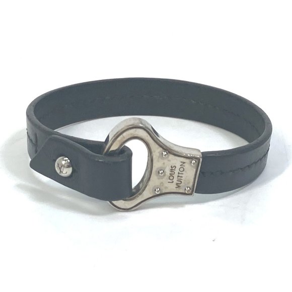 LOUIS VUITTON M6290 Archive Bangle Bracelet in Black Leather for Men